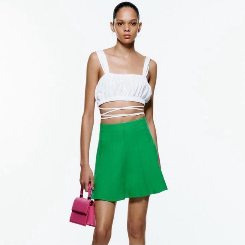 ZARA Linen Green Skirt